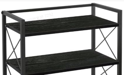 Office Desk Shelf Organizer, Wood Desktop Bookshelf Supplies Storage Rack, Shelf for Top of Desk and Dresser (Pure Black-2 Tier)