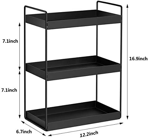 3-Tier Bathroom Countertop Organizer, Black, 12.2" L x 6.7" W x 16.9" H