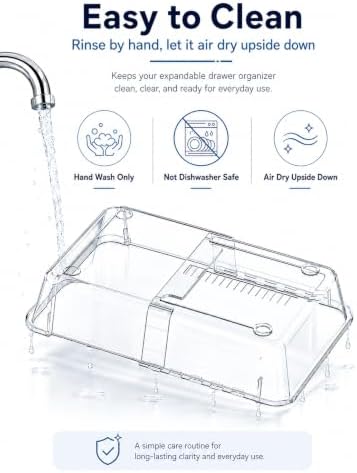 16 PCS Adjustable Expandable Clear Plastic Drawer Organizers 3-Size Set