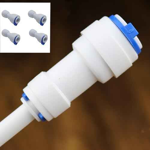 FDXGYH 4 Pcs Quick Straight Connector 1/4 to 3/8 Water Line Adapter Plastic Straight Push Connectors for RO Water Systems Purifiers Filters