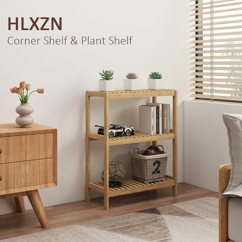 3-Tier Bamboo Freestanding Shelf Multi-use Small Bookshelf Bookcase