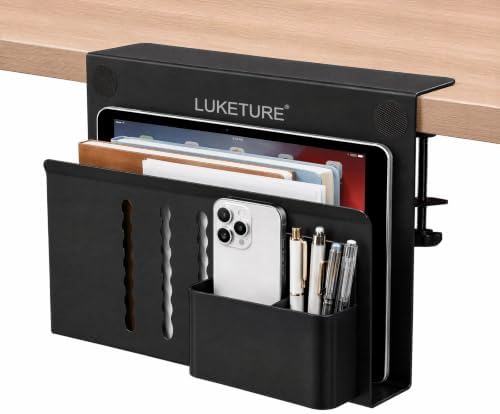 LUKETURE Desk Side Storage Laptop Holder No Drill Clamp On Organizer