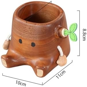 Stump Pen Holder – Cute Wooden Desk Organizer, Fairy Tale Tree Stump Pencil Cup for Stationery, Makeup Brushes, Dried Flowers, Solid Wood Desktop Decor Gift