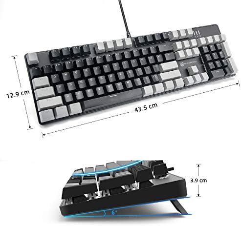 Merdia 104 Keys Full Size Mechanical PC Gaming Keyboard | Hot Swappable LED Backlit Light Up Wired Mechanical Computer Keyboards | Brown Switch US Layout Black & Grey Keycaps Keyboard for Gaming