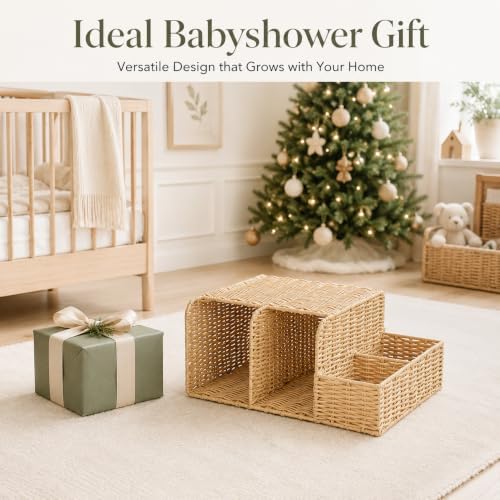 Rattan Diaper Caddy Organizer for Changing Table