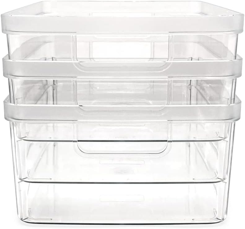 Isaac Jacobs 3-Pack Medium Clear Storage Bins (8” L x 10” W x 4.25” H)