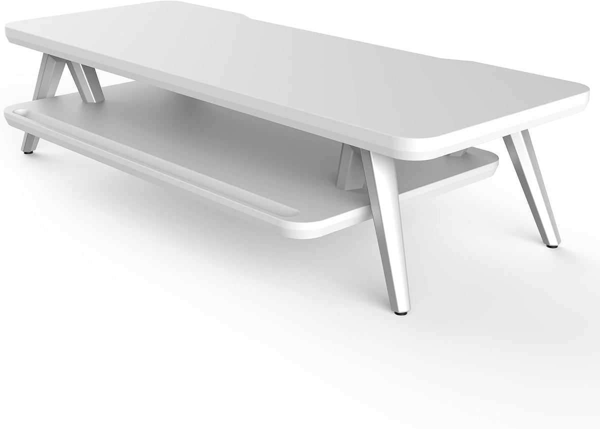 Fenge Monitor Stand Riser, Wooden Desk Shelf with 2-Tier Storage