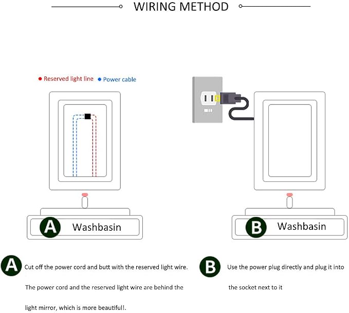 Rectangle Bathroom Mirror with Lights Touch Control Switch Demister Pad