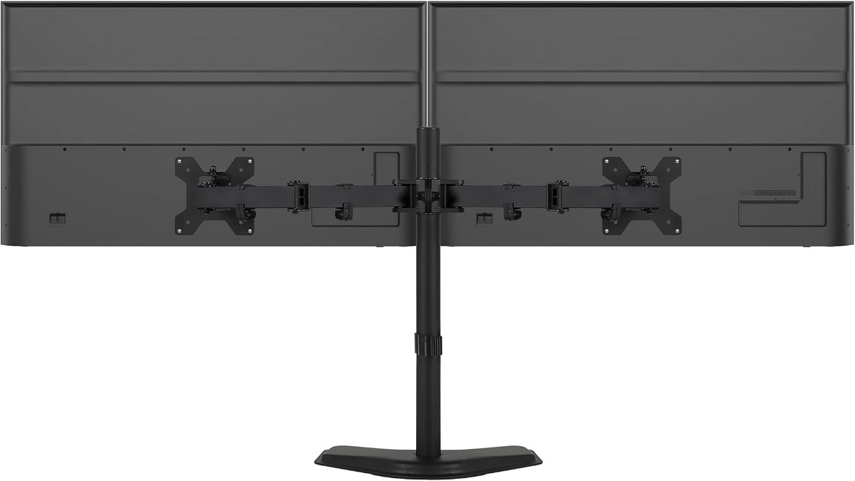 Mount-It! Dual Monitor Stand, Premium Adjustable Desk Mount for Two 13–32 Inch Screens up to 17 lbs Each, Full Motion Swivel Tilt Rotate Height Adjustable Arms, VESA 75x75 100x100, Steel Base