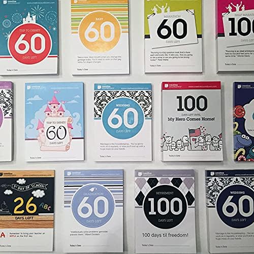 1 Year (365 Days) Event, Goal & Special Occasion Count Down Calendar - 5.75"x3.75" - Black & White Tear Off Countdown Calendar - Tear Away Desktop Calendar with Writing Space & Sleek Acrylic Display