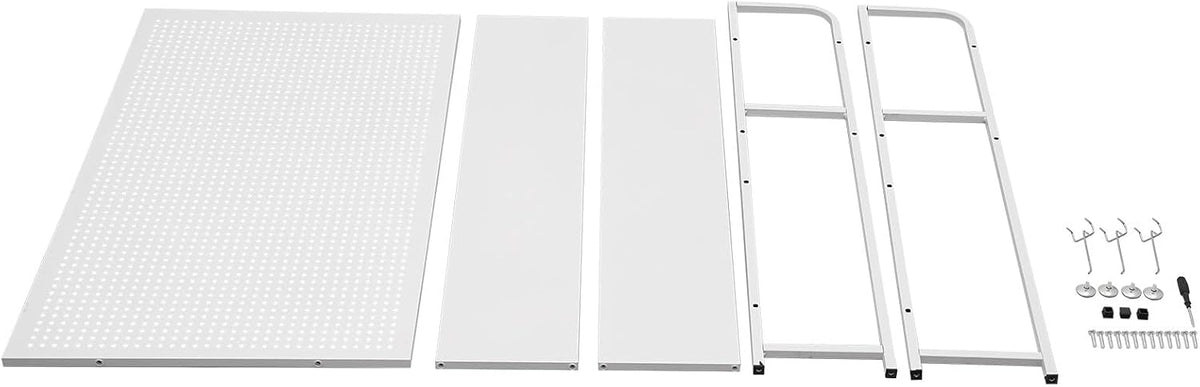 2 Tiers Freestanding Desk Bookshelf, 38 Inch Desktop Bookcase Display Shelf Rack Modern Desk Shelf Organizer Desk Storage Organizer White for Living Room Bedroom Study Office School