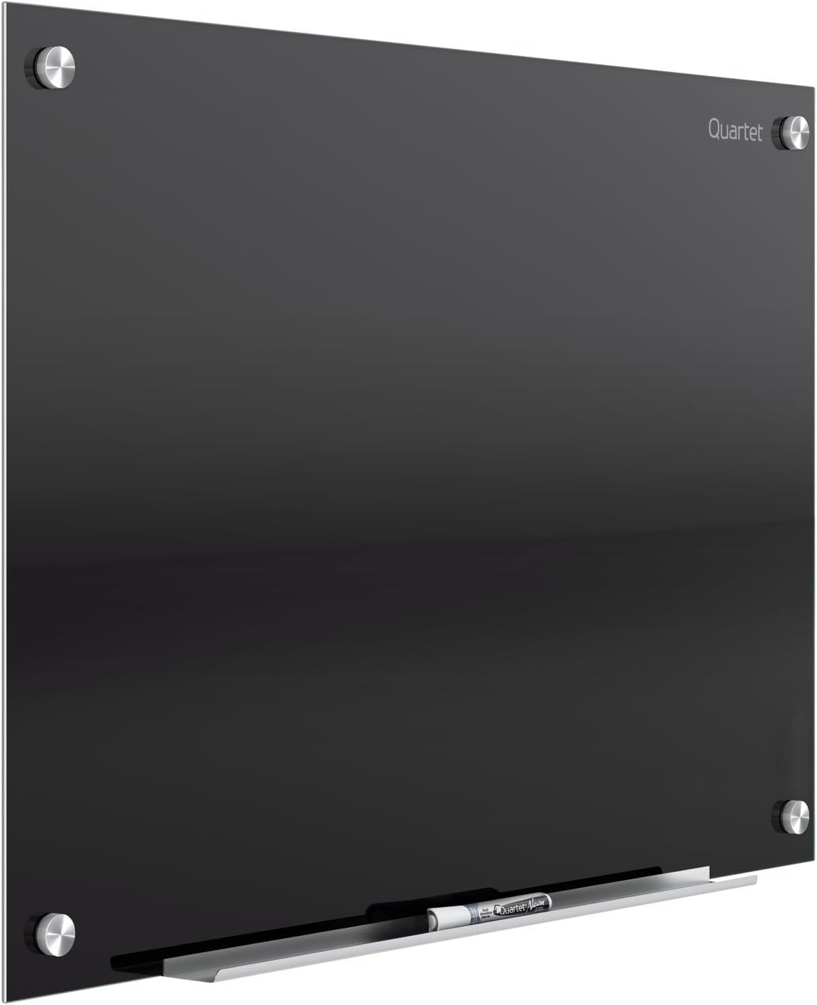 Quartet Magnetic Dry Erase Board, 24" x 18" Glass Whiteboard for Wall, Infinity, Black (G2418B)
