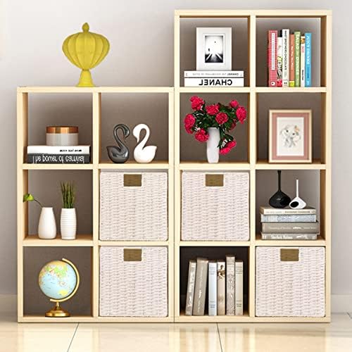 Vagusicc Wicker Storage Basket, Set of 2 Hand-Woven Wicker Baskets for Organizing, Foldable Cube Storage Basket Bins, 13 Inch Large Wicker Storage Baskets for Shelves & Decor, White (13''x13''x13'')