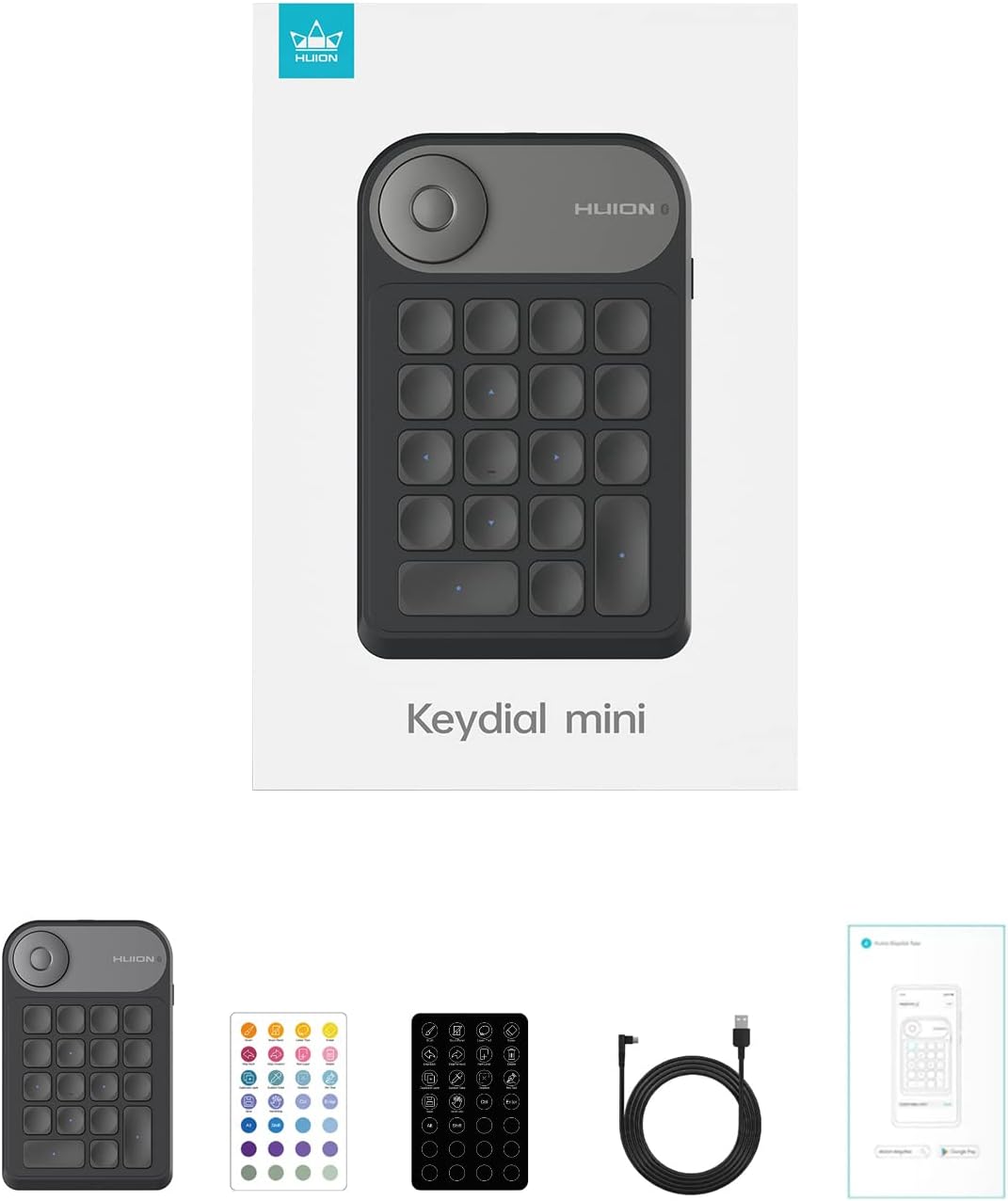 HUION Keydial Mini Bluetooth Programmable Keypad with Dial 18 Shortcut Keys