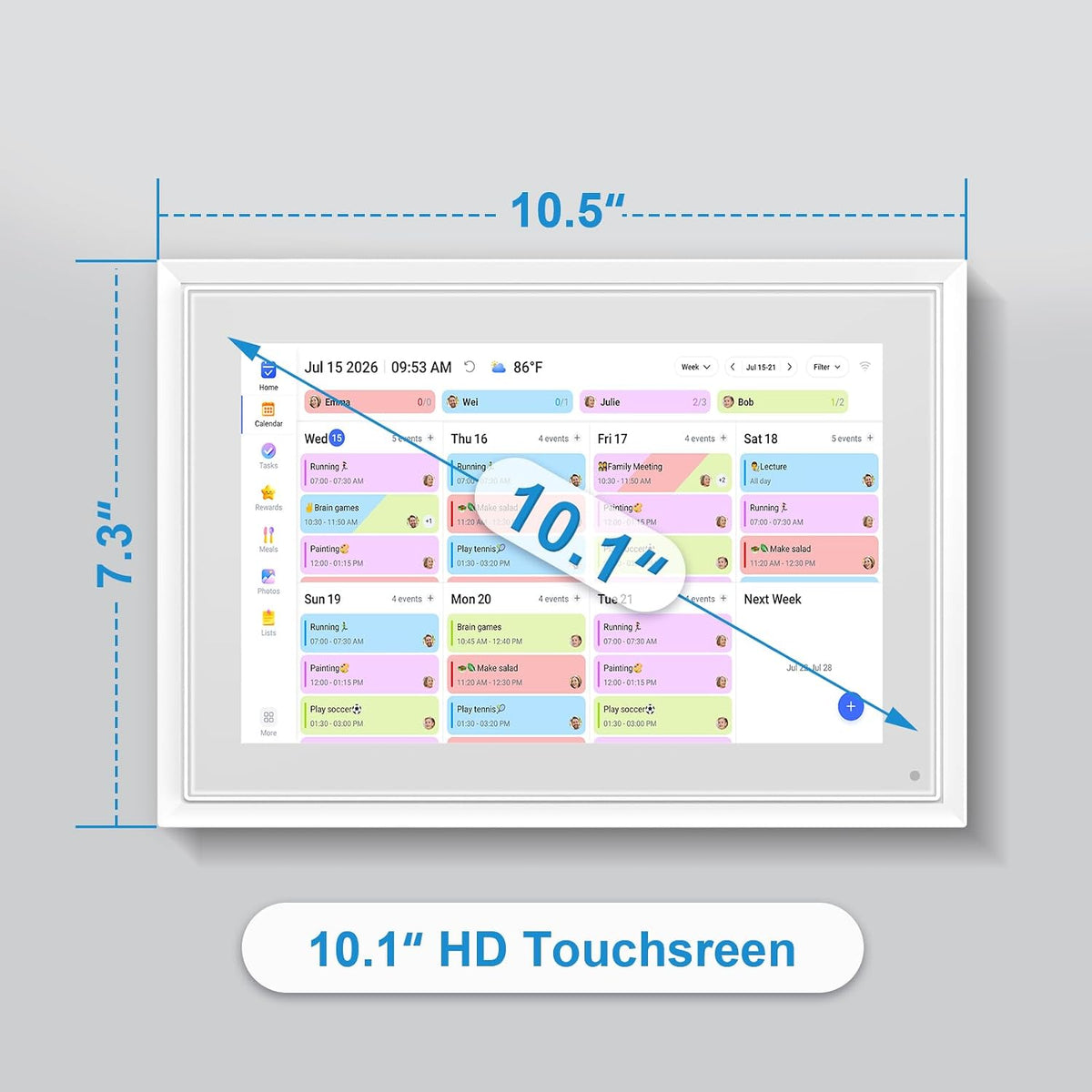10.1 Inch Digital Calendar+Digital Picture Frame, 2026 Desk Calendar Smart WiFi Planner & Chore Chart, IPS HD Interactive Touchscreen Display Gifts for Women Men, Gifts for Mom Dad