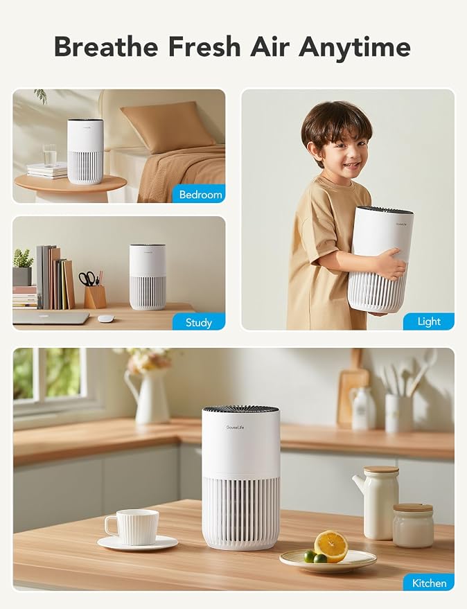 GoveeLife Mini Air Purifier for Bedroom, Smart Filter Air Purifier