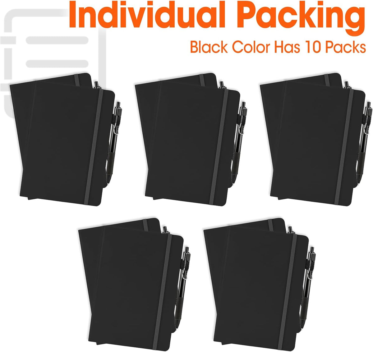 10 Pack Lined Journal Notebook with Pen, A5 Hardcover Leather Journal 5.5"*8.3", Black 136 Pages College Ruled Notebooks and Pen Set for Office School Business Supplies