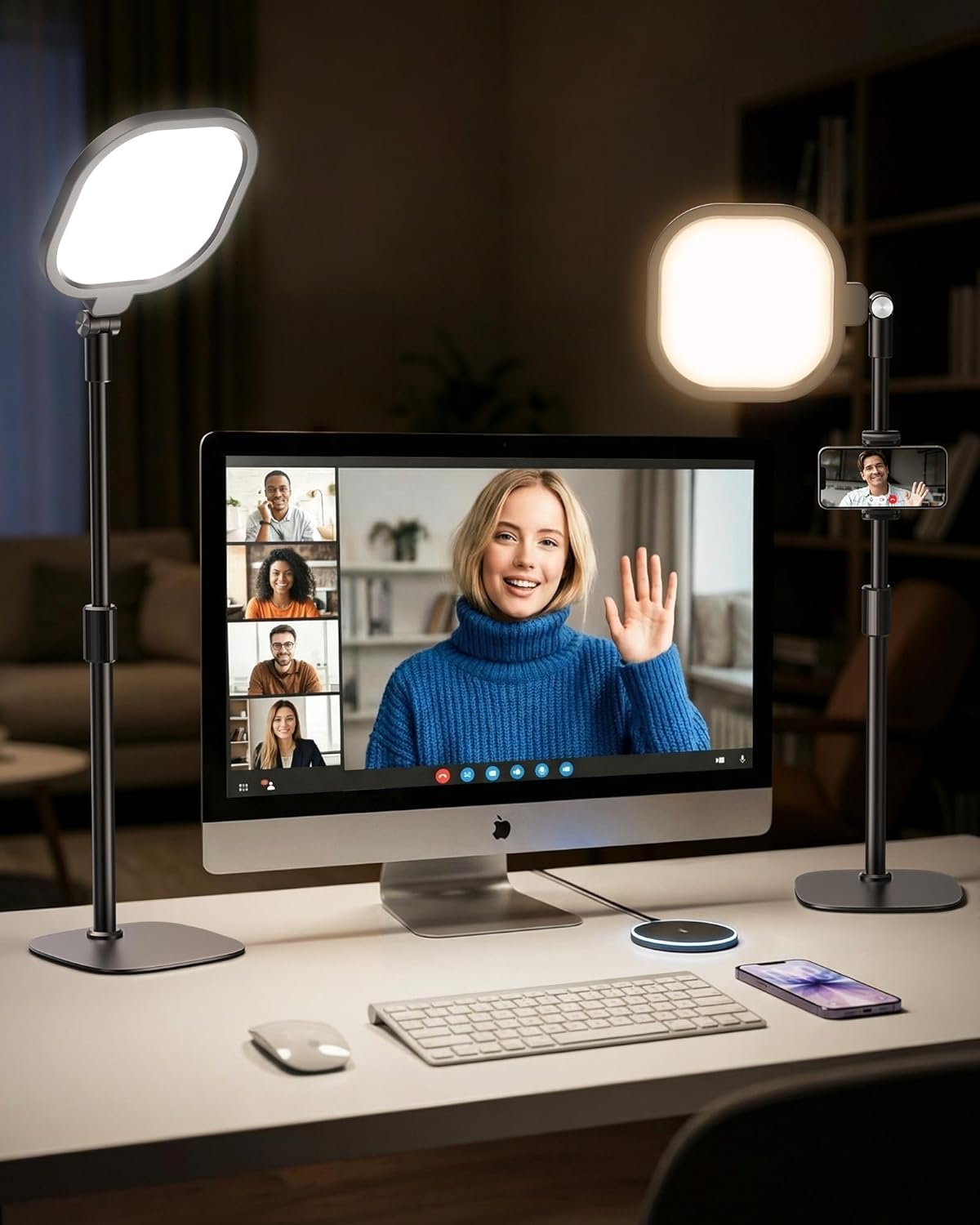 LitONES Video Conference Lighting for Zoom with Stand, 30 Modes, CRI>98
