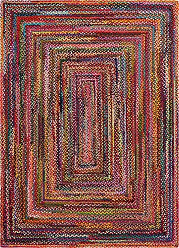 Unique Loom Braided Chindi Collection Area Rug - Layer (8' x 11' Rectangle, Multi/ Blue)