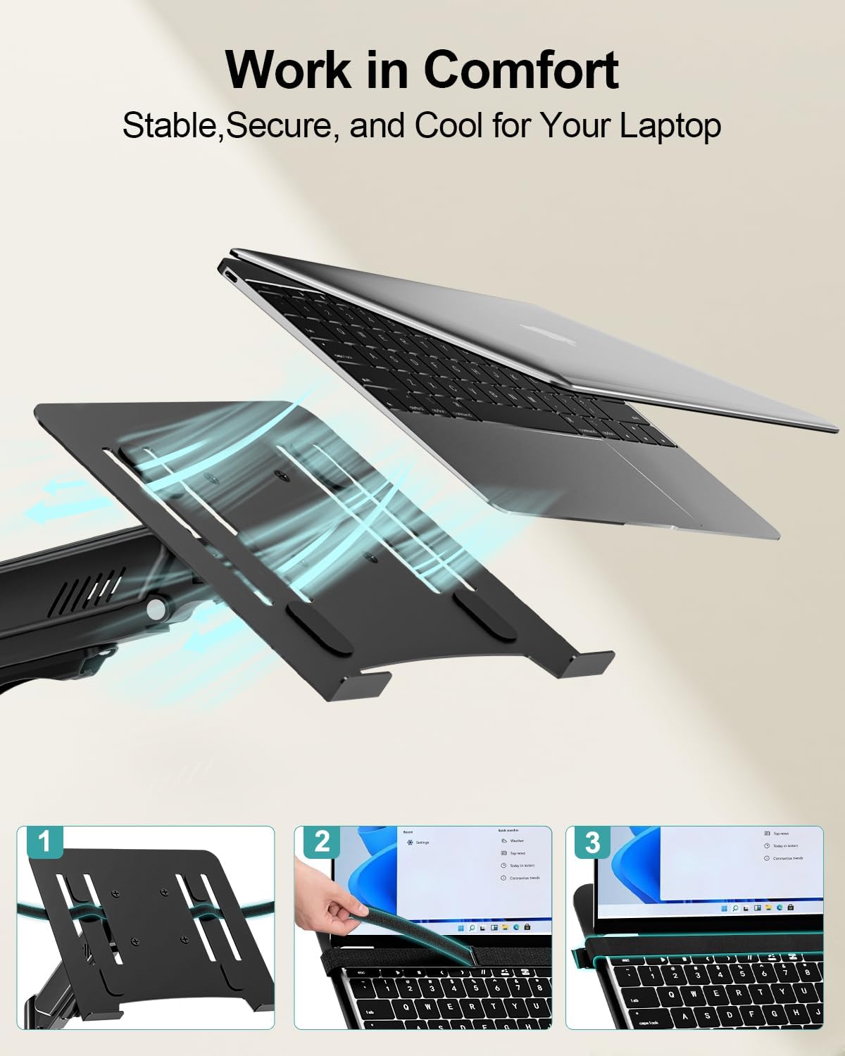 MOUNT PRO Laptop Wall Mount, 2-in-1 Monitor Wall Mount with Vented Tray for 11-17" Notebook/13-32 Computer Screen, Full Motion Adjustable Laptop Holder Stand, Laptop Arm Holds 4.4-19.8 lbs