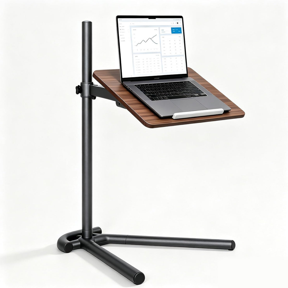 Adjustable Laptop Stand Floor, Height Adjustable Portable Desk with Tilting Tabletop, Walnut Brown (Walnut)