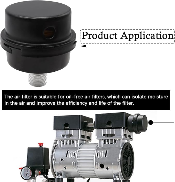 2 pcs 1/4" Thread Air Compressor Silencer, Air Compressor Intake Filter Sound