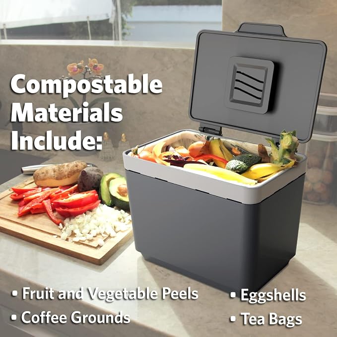 Glad Compost Bin for Kitchen, 1.5 Gallon | Plastic Container