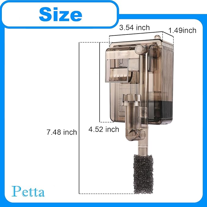 Hang on Back Fish Tank Filter for 3-5 Gallon Aquariums