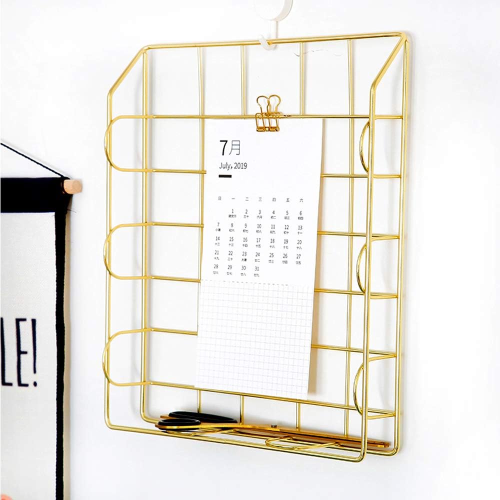 Gold 4-Tier Stackable Paper Tray Desk Organizer
