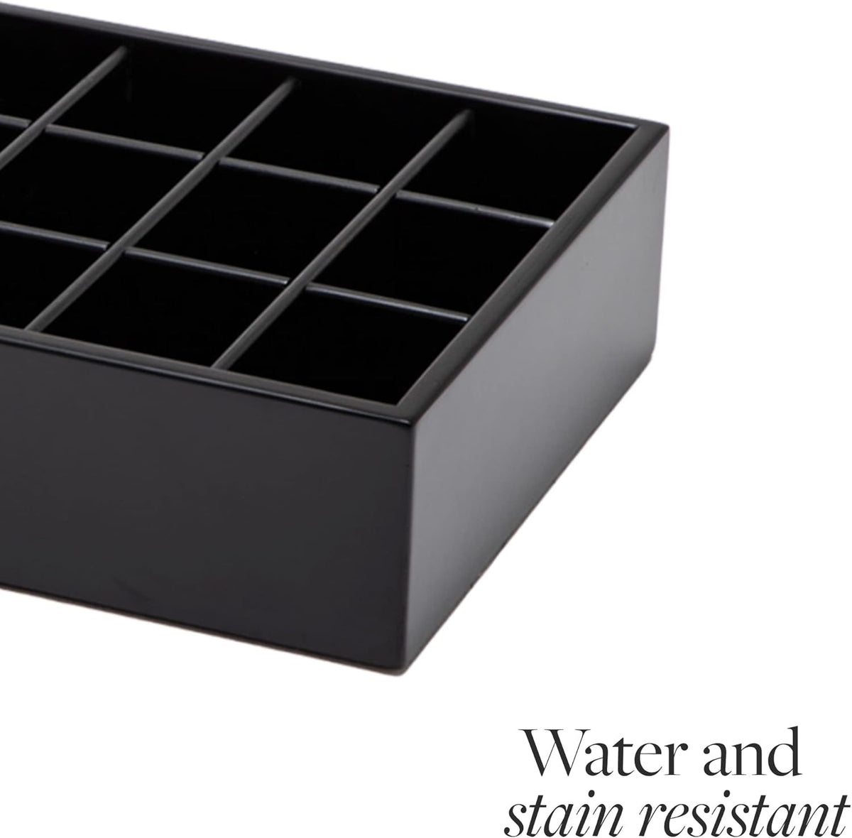 GOBAM Bamboo Closet Drawer Organizer, 15 Compartments - Drawer Divider & Storage Box for Ties, Bras, Briefs, Socks & Jewelry - Storage Organizer for Dressing Room & Bedroom - Black