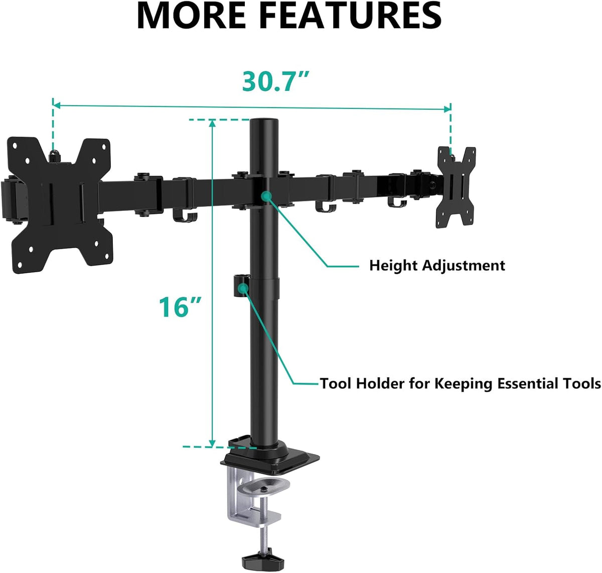WALI Articulating Dual Monitor Stand for 13-32 inch Screens, 22 lbs per Arm