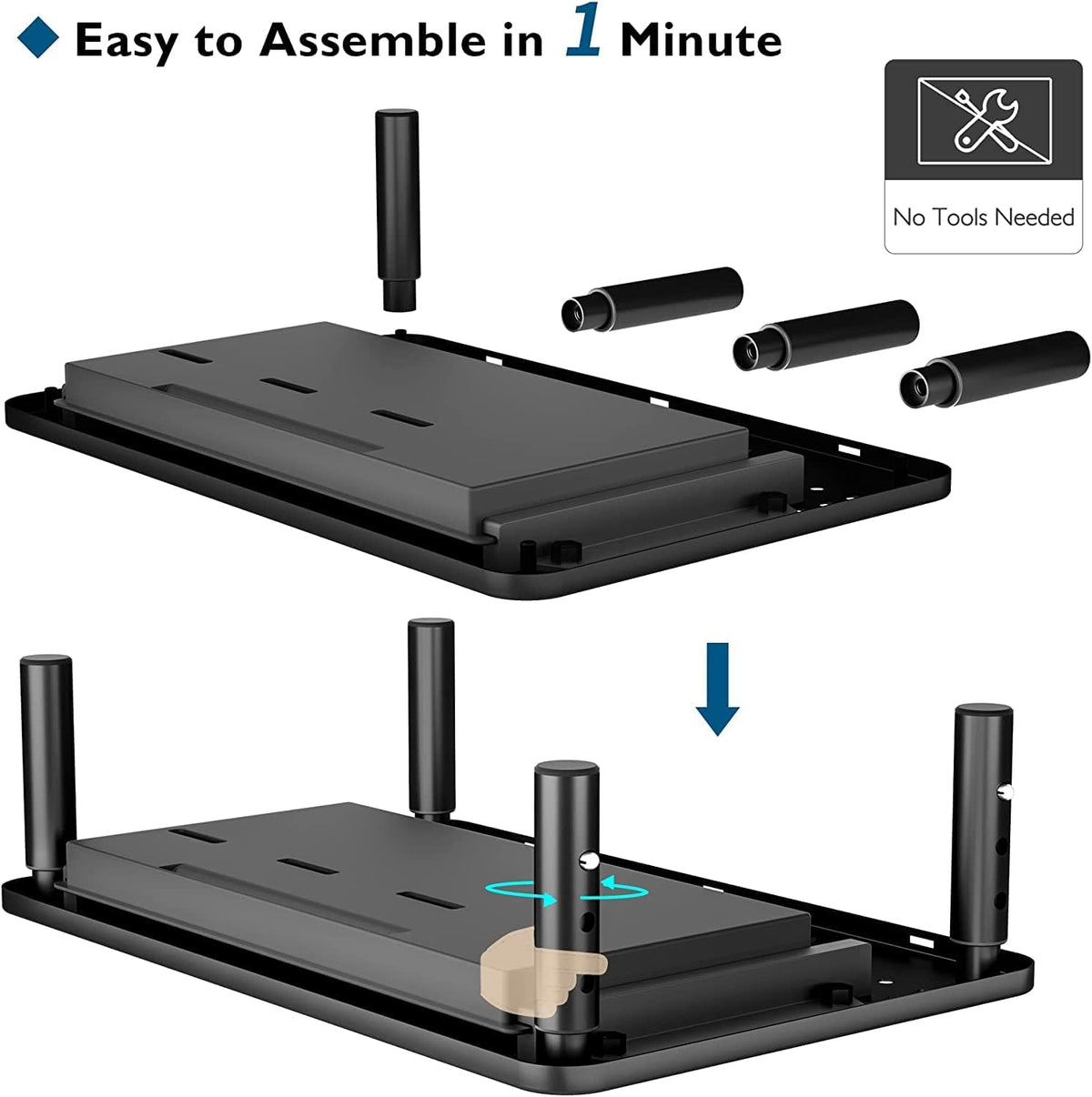 BONTEC 2 Pack Adjustable Monitor Stand Riser with Drawer, Supports 44lbs