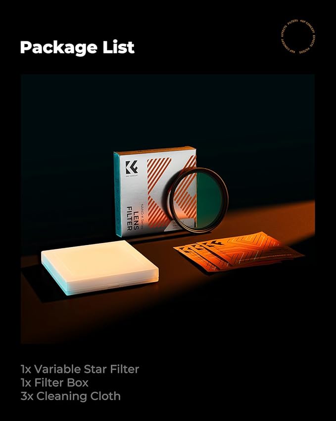 K&F CONCEPT 82mm Variable Star Filter Cross Screen Starburst Filter 4, 8 Points