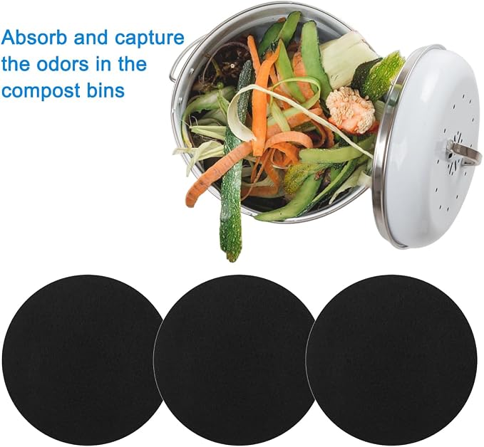 3 Pack Charcoal Filters for Compost Bucket, 6.7inch Compost Filter for
