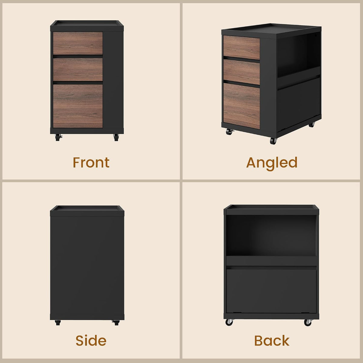 Mobile File Cabinet Under Desk with 3 Drawer, Office Storage Cabinet