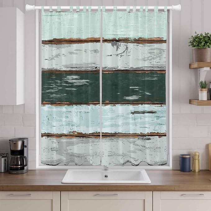 Blue Teal Living Room Curtains 96 Inch Length, Window Curtains Tab Top