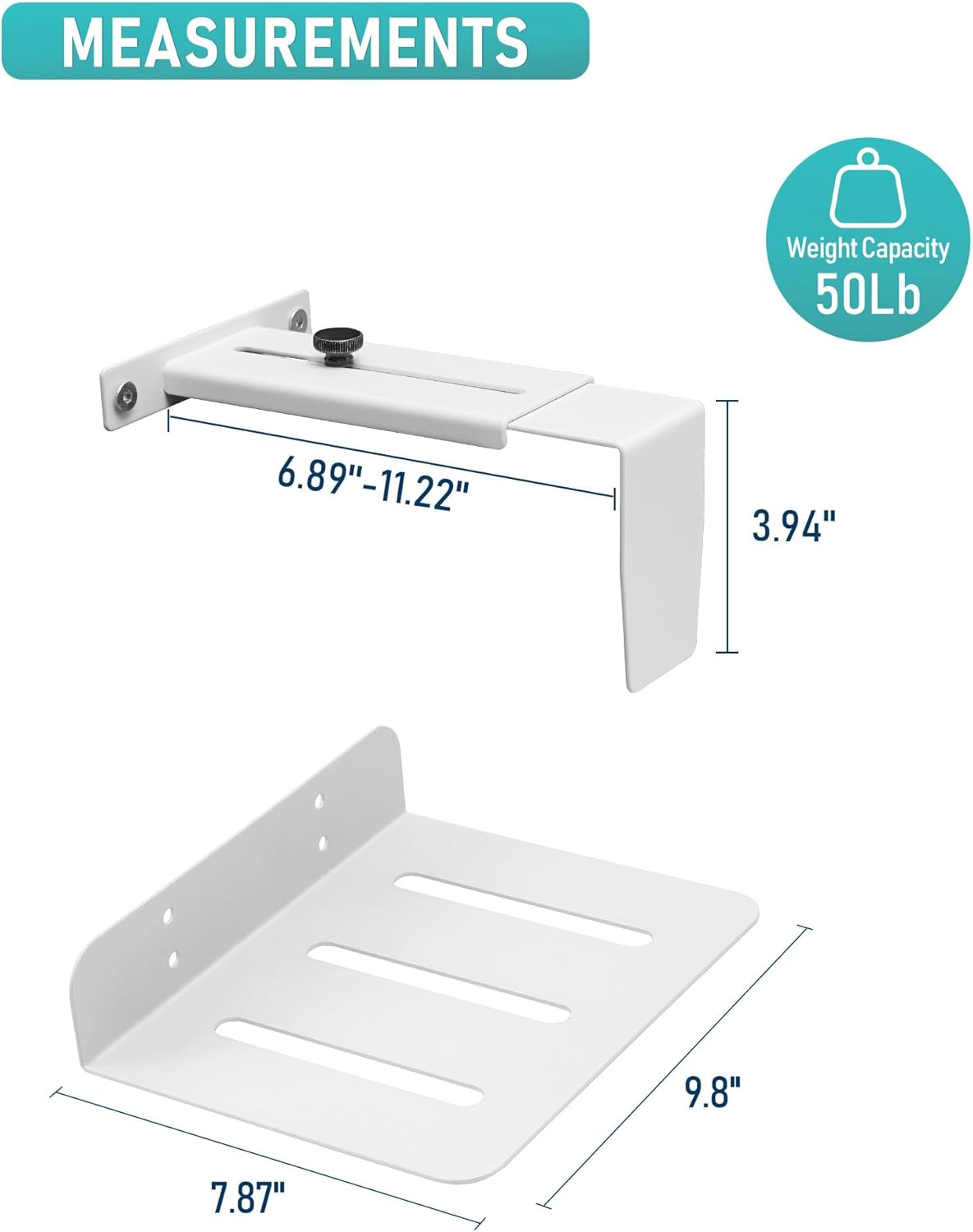 TOPSKY Under Desk PC Mount, No Drill CPU Holder, 50 lb Capacity White