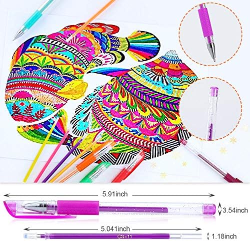 TANMIT Glitter Gel Pens, 640 Pack Glitter Pen with Case for Adults Coloring Books, Artist Colored Gel Markers with 40% More Ink for Drawing Scraobooking Writing Doodling