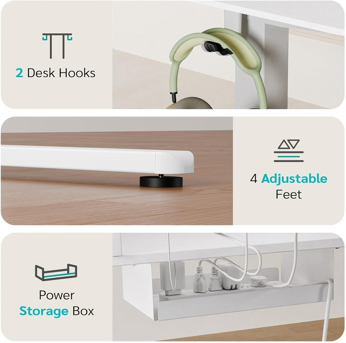 35" x 24" Electric Standing Desk with Dual Drawers, White
