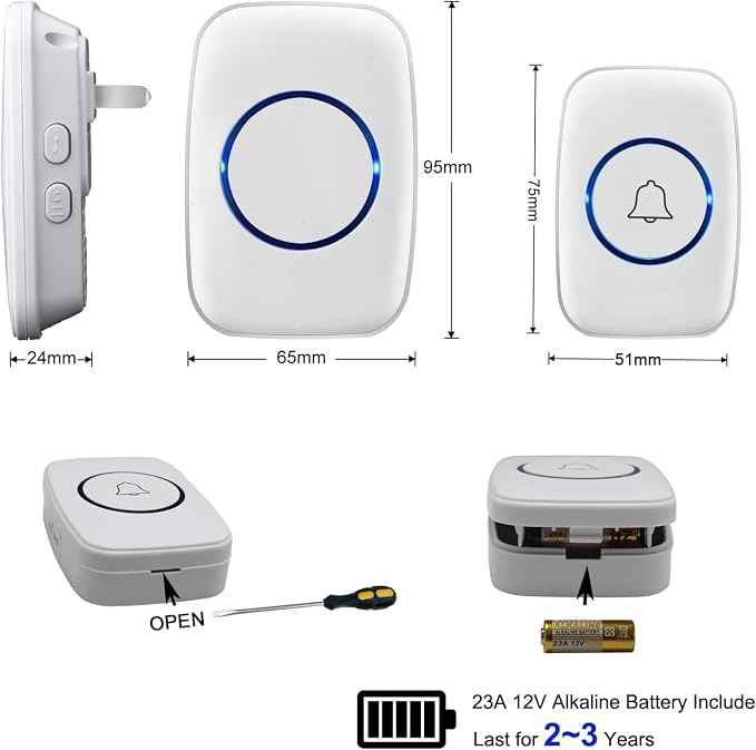 Wireless Doorbell, FullHouse Waterproof Door Bell Kit, Distinguish front and