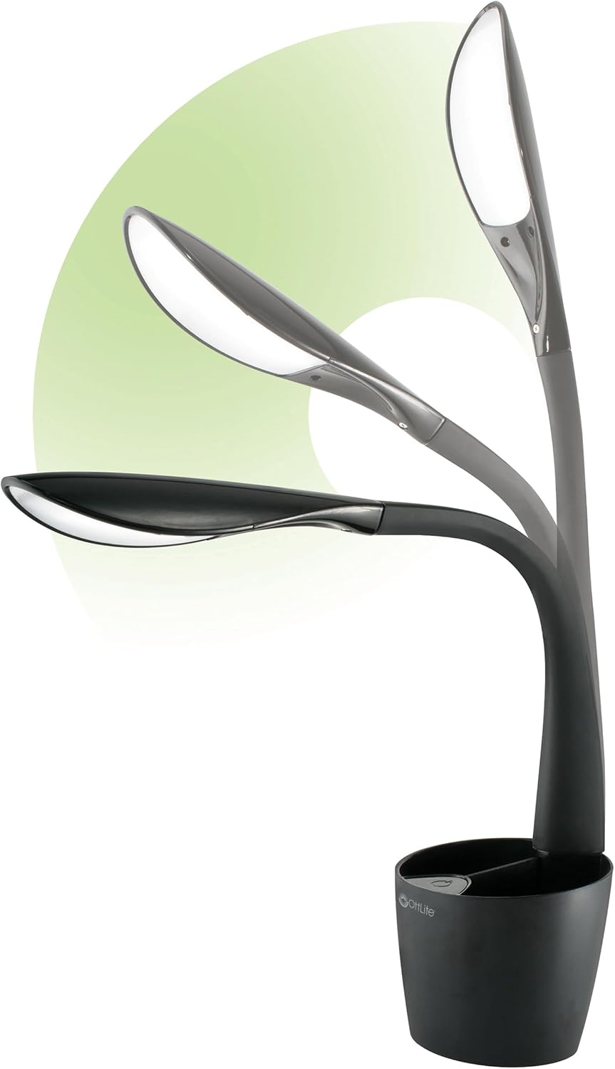 OttLite Organizer LED Desk Lamp with Storage Compartment, Black