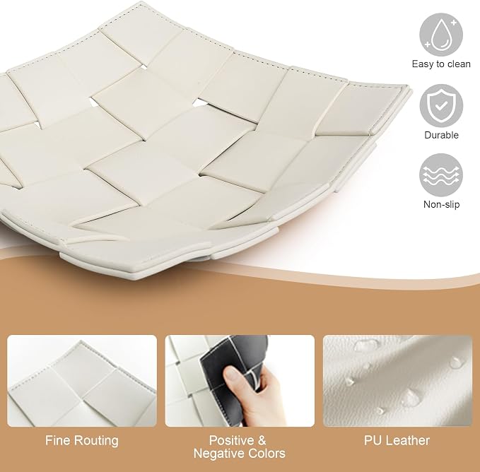 Valet Tray for Men and Women PU Leather Key Holder Bowl for Entryway Table