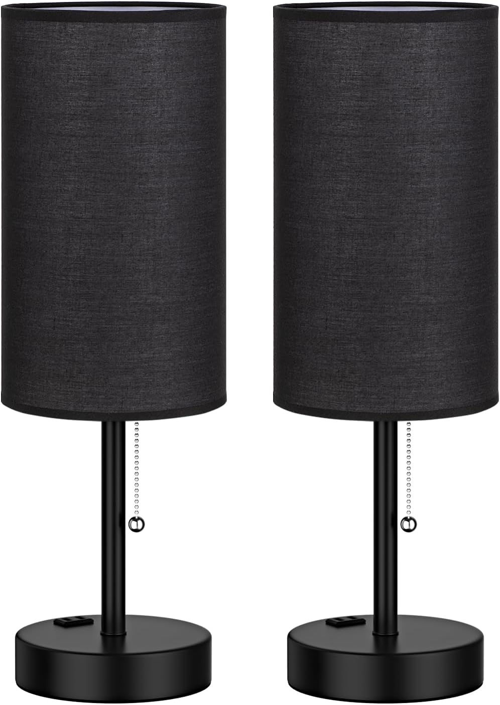17.4" Black Bedside Table Lamps Set of 2 - Bedroom Lamp, USB C+A, AC Outlet
