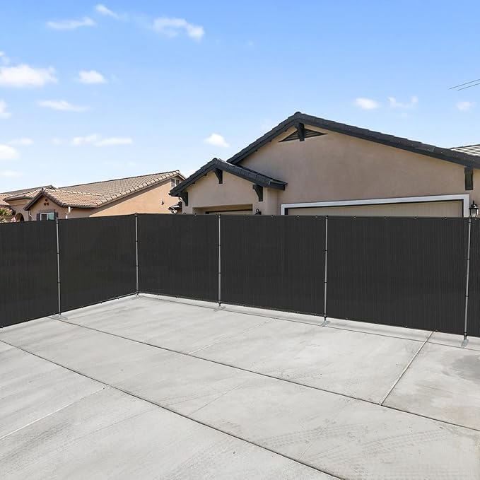 Patio 5' x 37' Outdoor Privacy Screen Freestanding Temporary Fence Panels Net Cover with Metal Poles for Outside Backyard Pool Garden Air Conditioner Fencing, Black