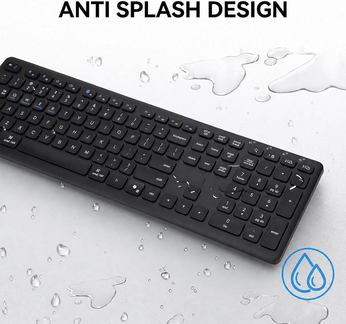 Wireless Bluetooth Keyboard, Full Size Multi-Device Keyboard for PC, Laptop
