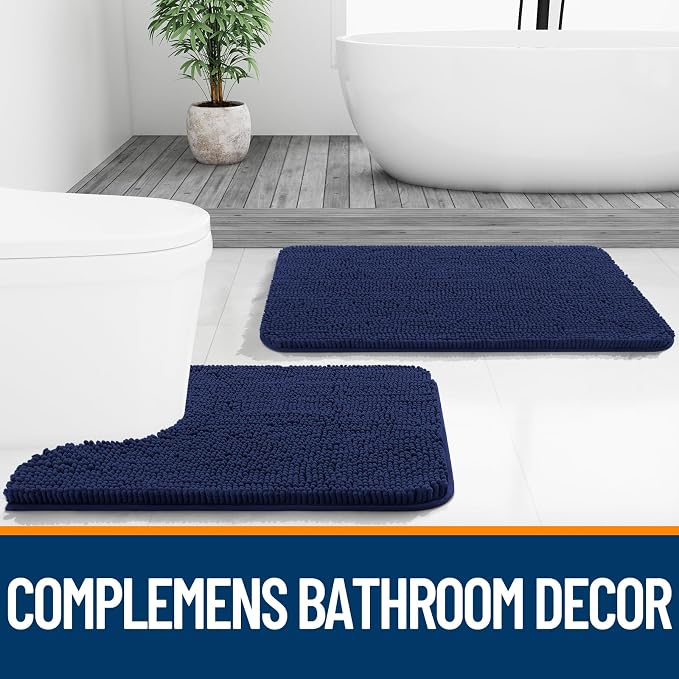 OLANLY Bathroom Rugs 36x24, Extra Soft Absorbent Chenille Bath Rugs, Rubber