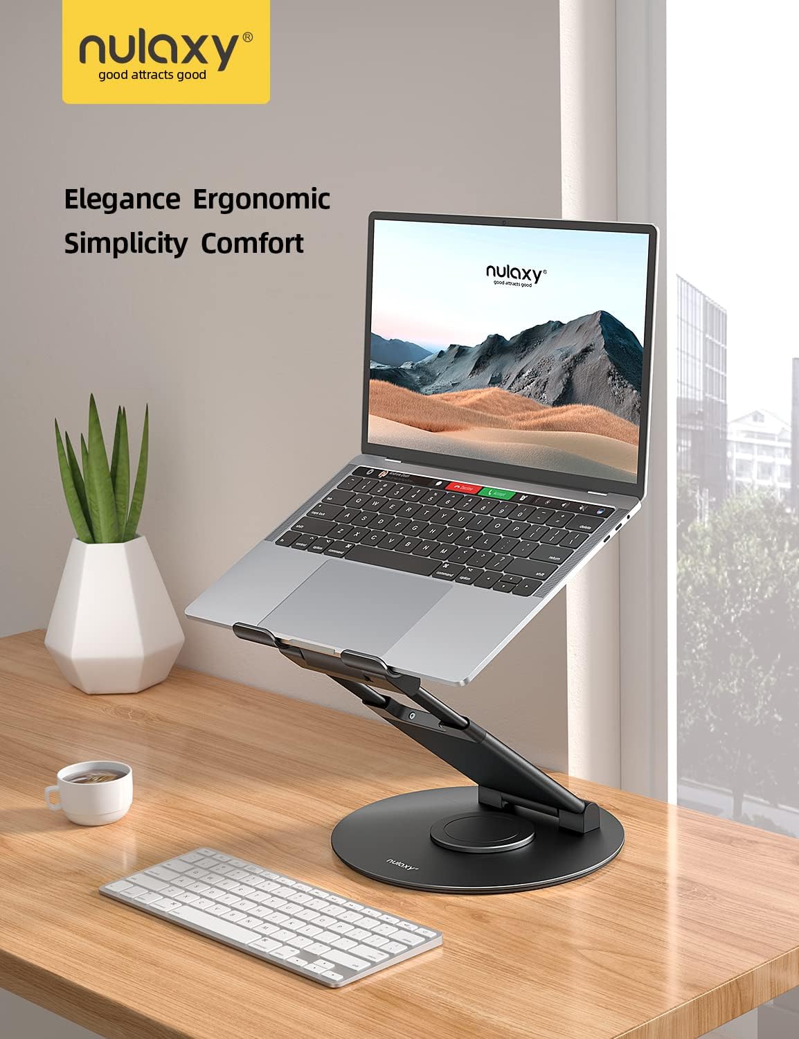Nulaxy 18" Height Telescopic 360 Rotating Aluminum Laptop Stand Desk, Black
