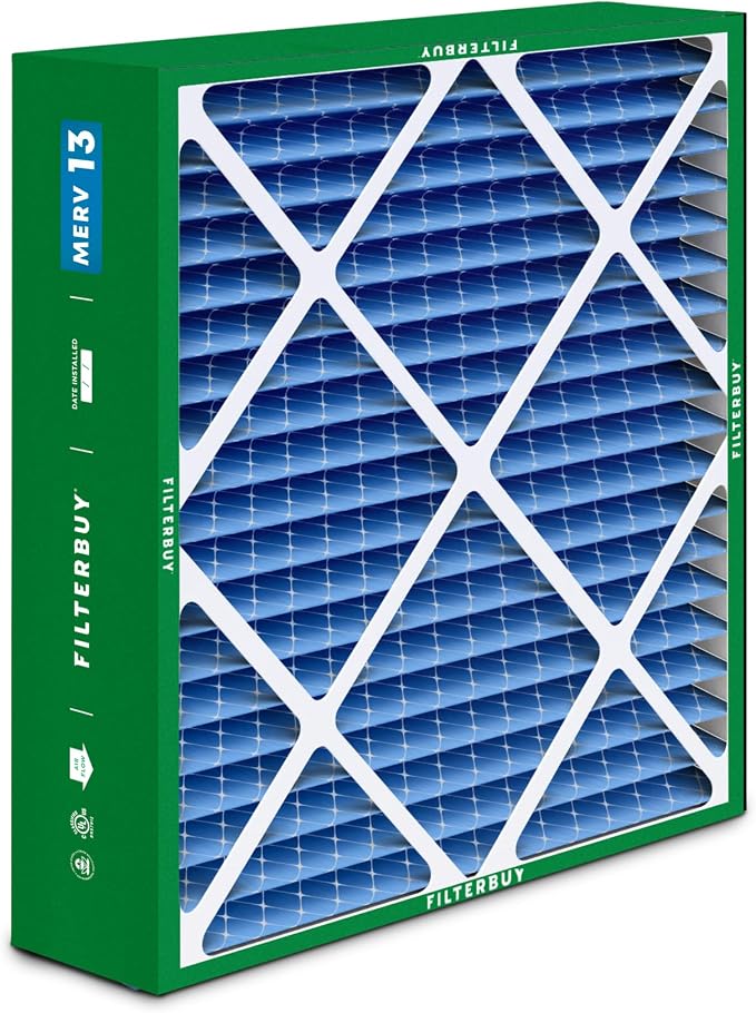 Filterbuy 20x22x5 Air Filter MERV 13 Optimal Smoke & Allergy Defense, Pleated