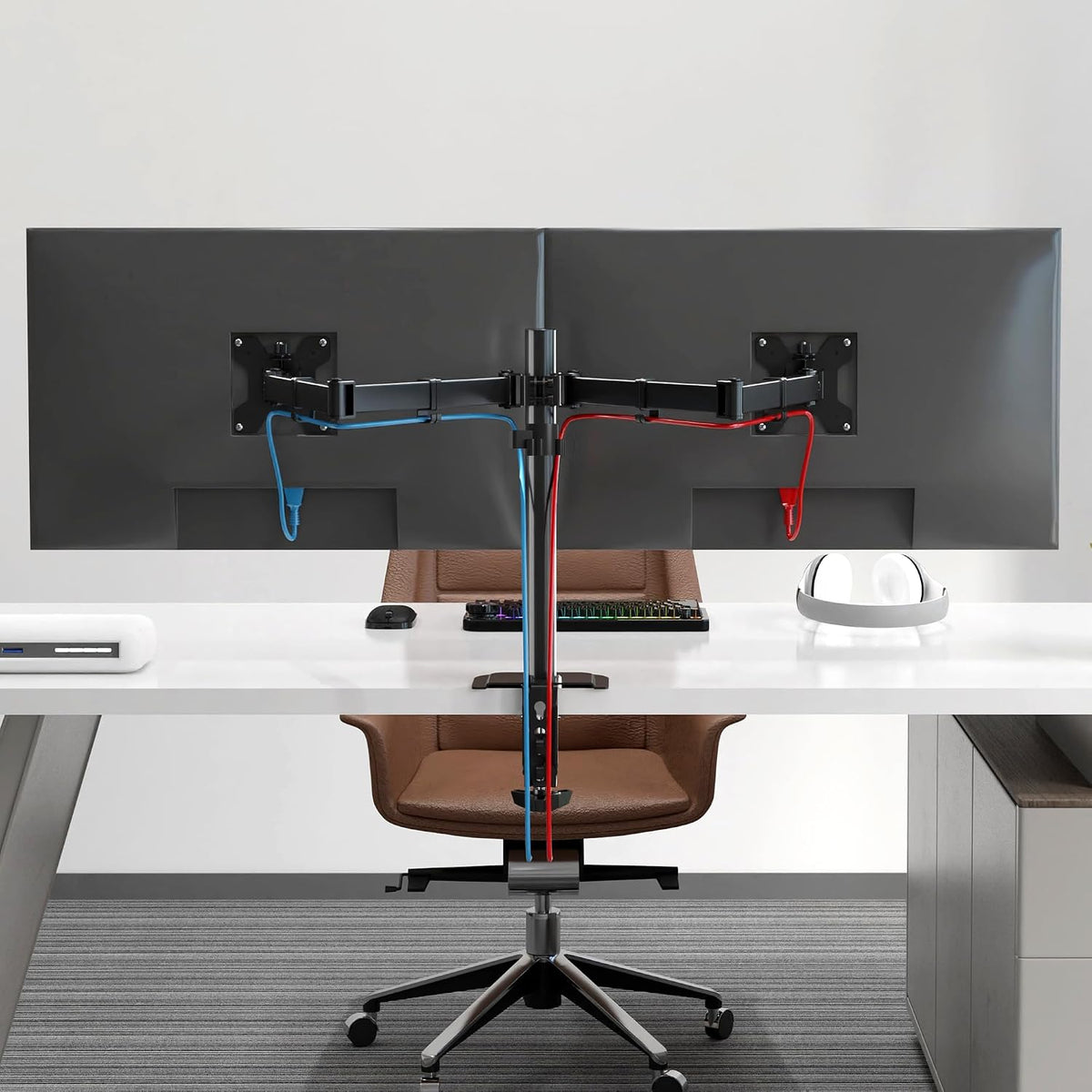 Pholiten Dual Monitor Mount for up to 42Inches, Supports 22 lbs Each