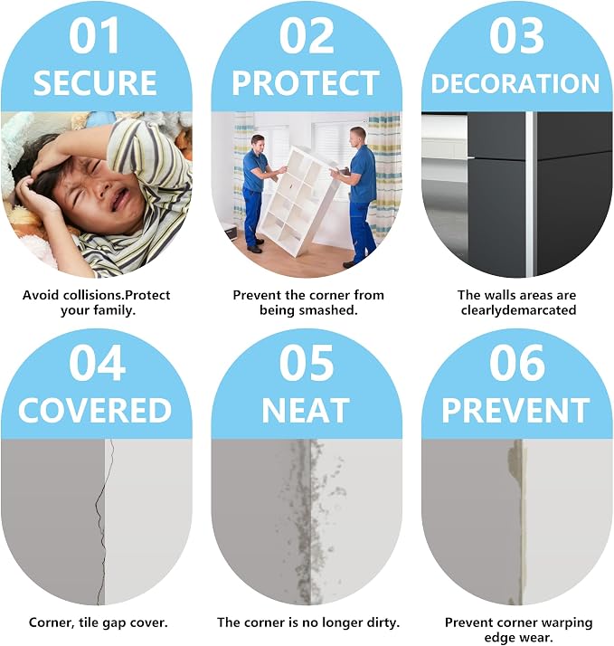 5pcs 48"L*1.42"W Aluminum Self-Adhesive Wall Corner Protectors, Wall Furniture